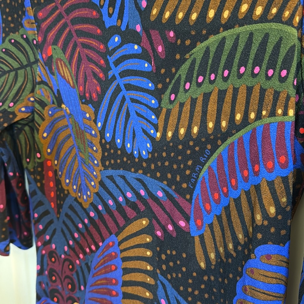 Farm Rio Multicolor Leaf Pattern Dress NWT - Picture 3 of 3